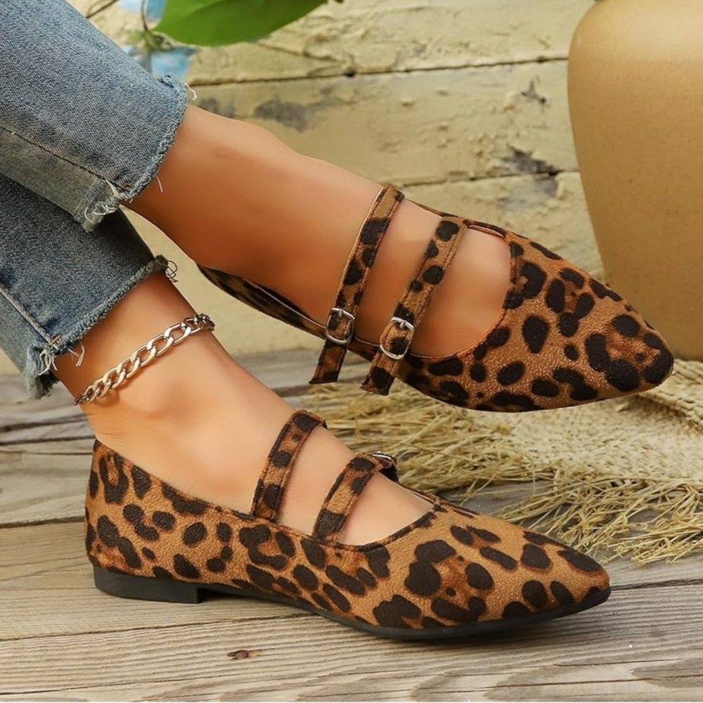 Leopard Print Mary Jane Flats
